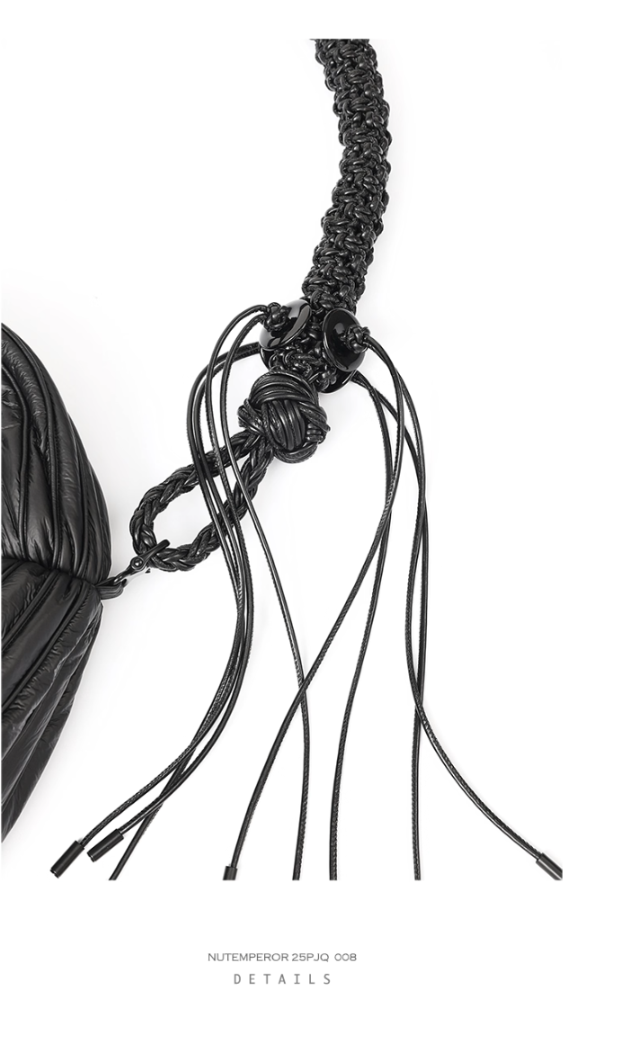 NUTEMPEROR Quip Project 008 detachable hand-woven shoulder crossbody black bag