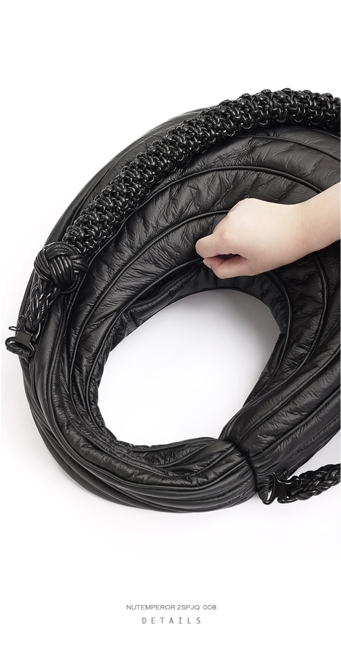 NUTEMPEROR Quip Project 008 detachable hand-woven shoulder crossbody black bag