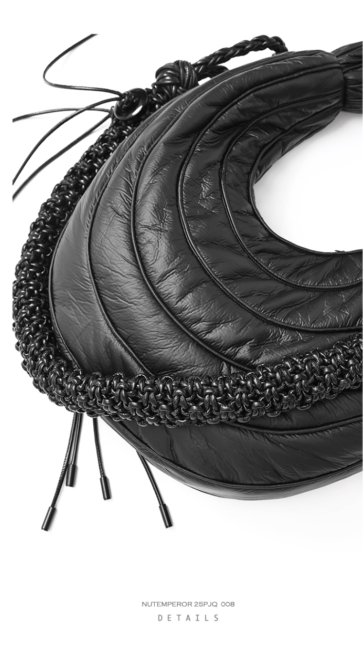 NUTEMPEROR Quip Project 008 detachable hand-woven shoulder crossbody black bag