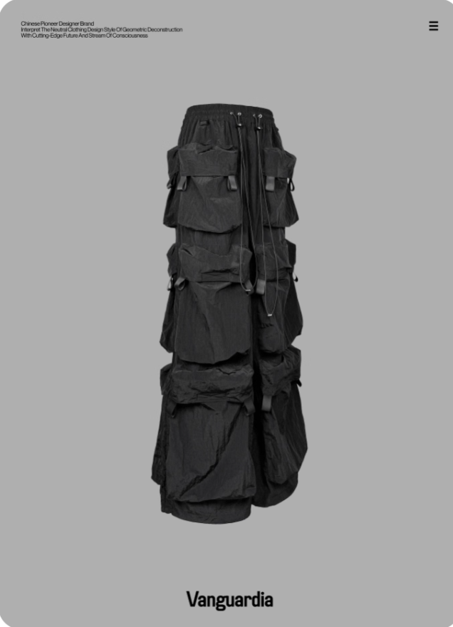 Vanguardia  black multi-pocket loose nylon camo pants