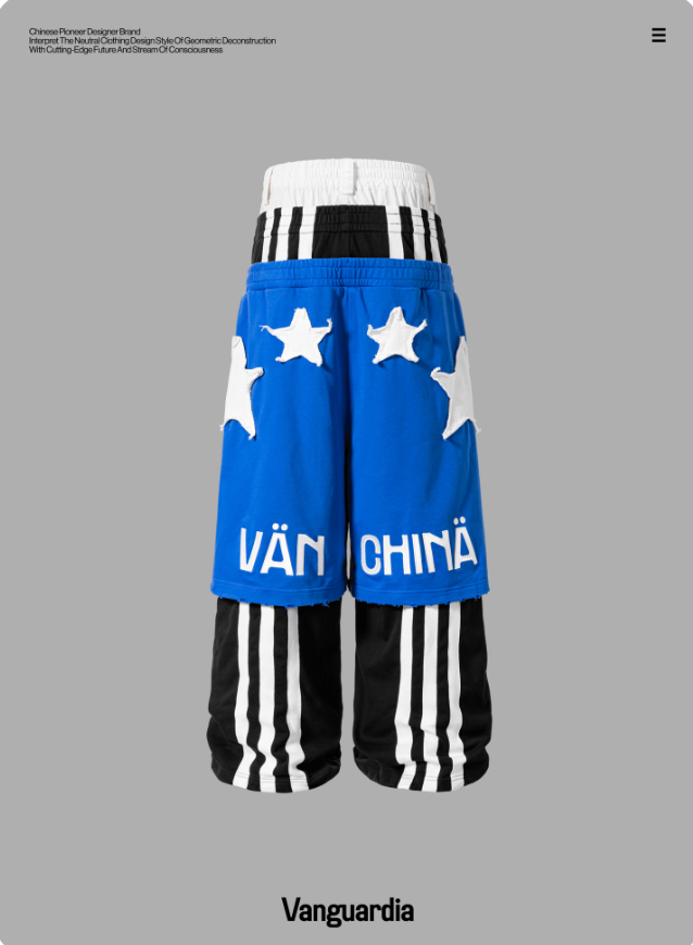 Vanguardia Sagging West Coast style sports three-waist stitching blue pure cotton loose trousers sweatpants