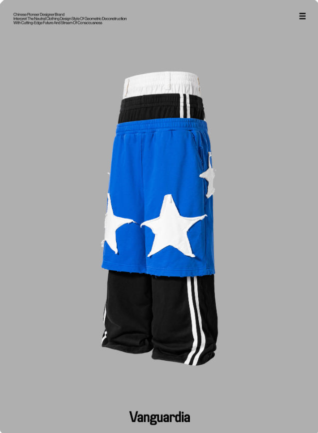 Vanguardia Sagging West Coast style sports three-waist stitching blue pure cotton loose trousers sweatpants