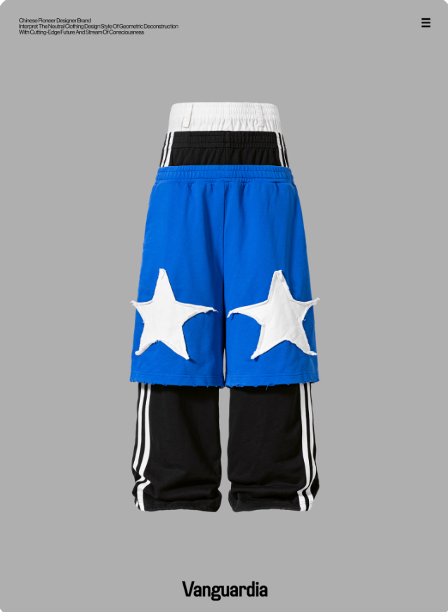 Vanguardia Sagging West Coast style sports three-waist stitching blue pure cotton loose trousers sweatpants