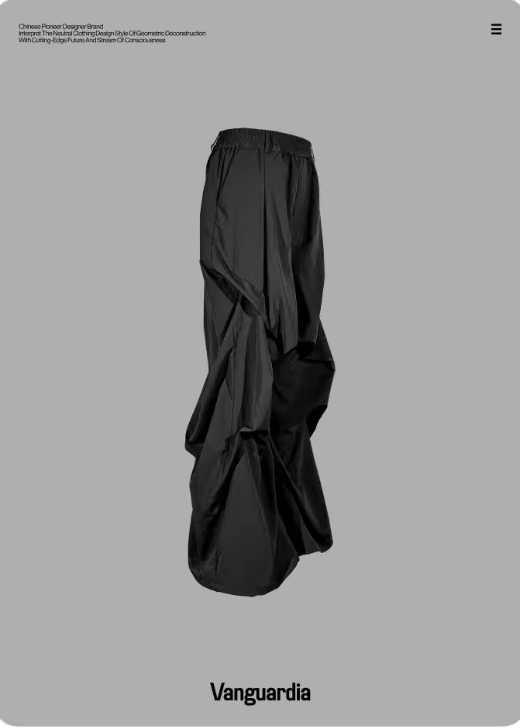 Vanguardia black multi-pocket loose nylon camo pants