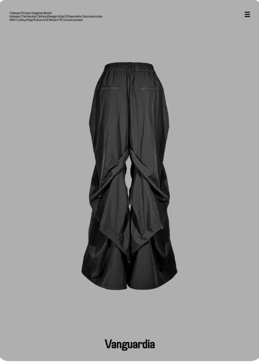 Vanguardia black multi-pocket loose nylon camo pants