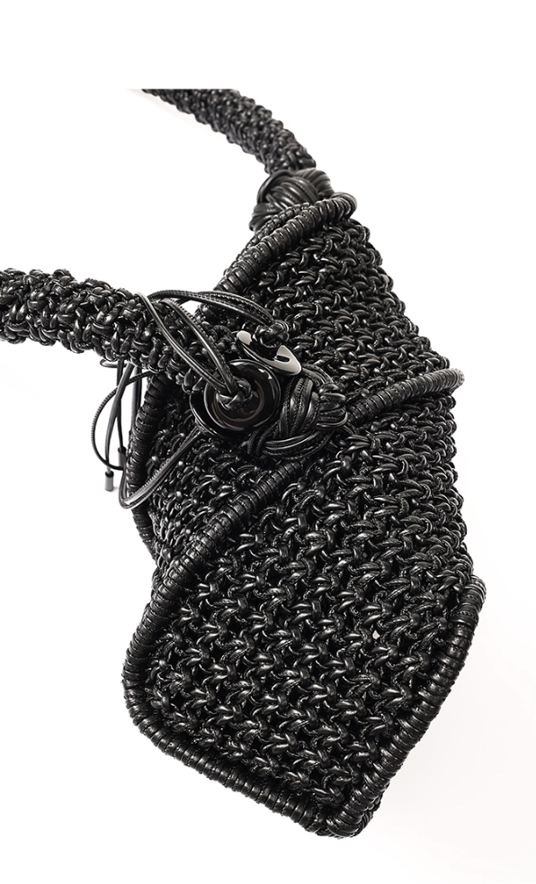 NUTEMPEROR Quip Project 008 detachable hand-woven shoulder crossbody black bag