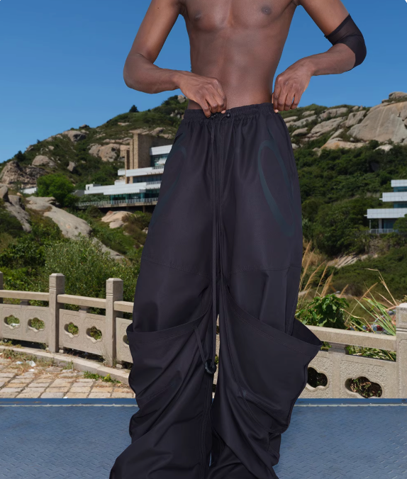 Vanguardia Triple Waistline Paneling Sagging Cotton Sweatpants