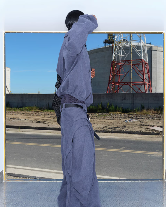 Vanguardia Triple Waistline Paneling Sagging Cotton Sweatpants