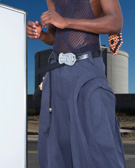 Vanguardia Triple Waistline Paneling Sagging Cotton Sweatpants