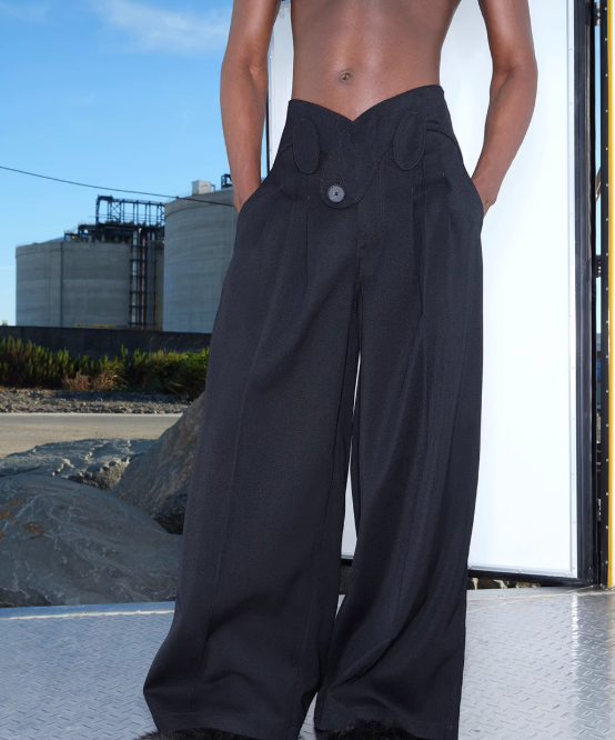 Vanguardia Triple Waistline Paneling Sagging Cotton Sweatpants