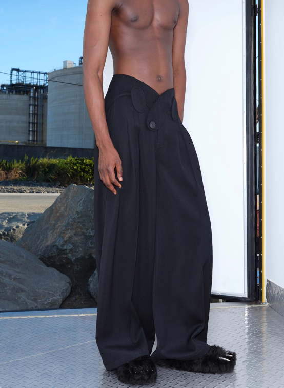Vanguardia Triple Waistline Paneling Sagging Cotton Sweatpants