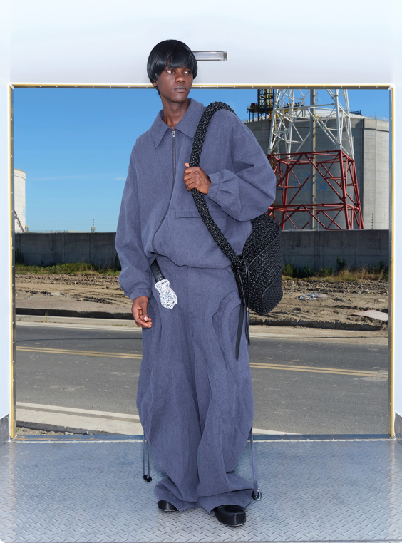 Vanguardia Triple Waistline Paneling Sagging Cotton Sweatpants