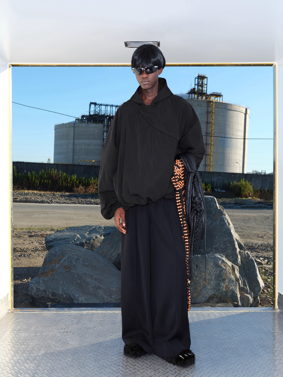 Vanguardia Triple Waistline Paneling Sagging Cotton Sweatpants