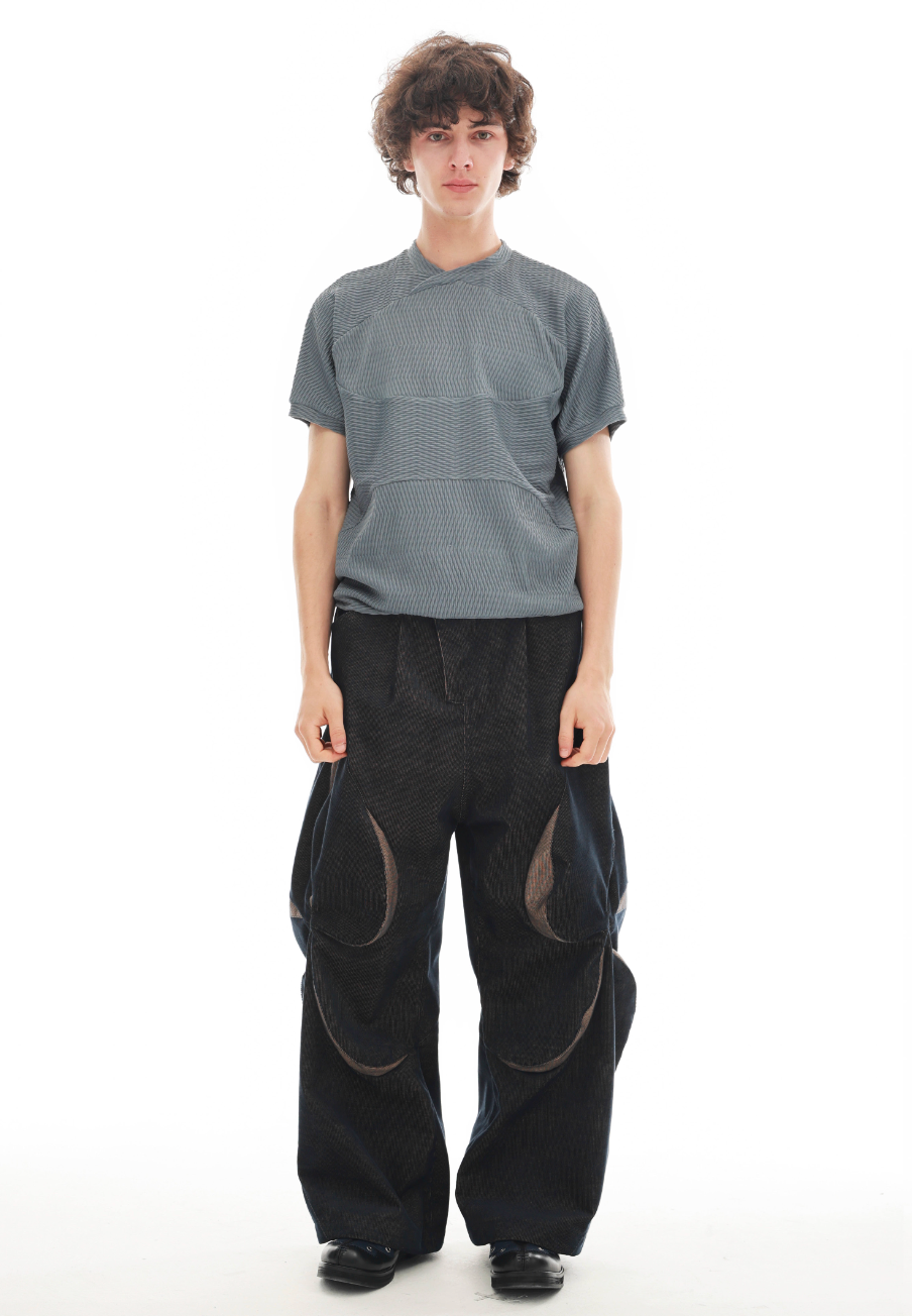 Vanguardia Triple Waistline Paneling Sagging Cotton Sweatpants