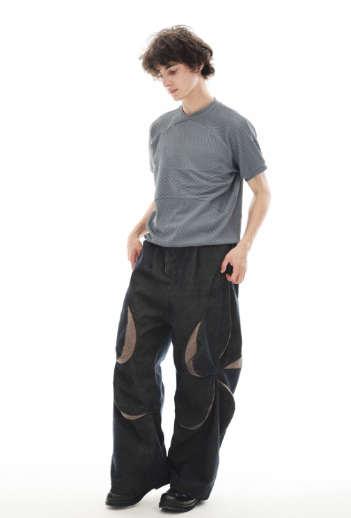 Vanguardia Triple Waistline Paneling Sagging Cotton Sweatpants