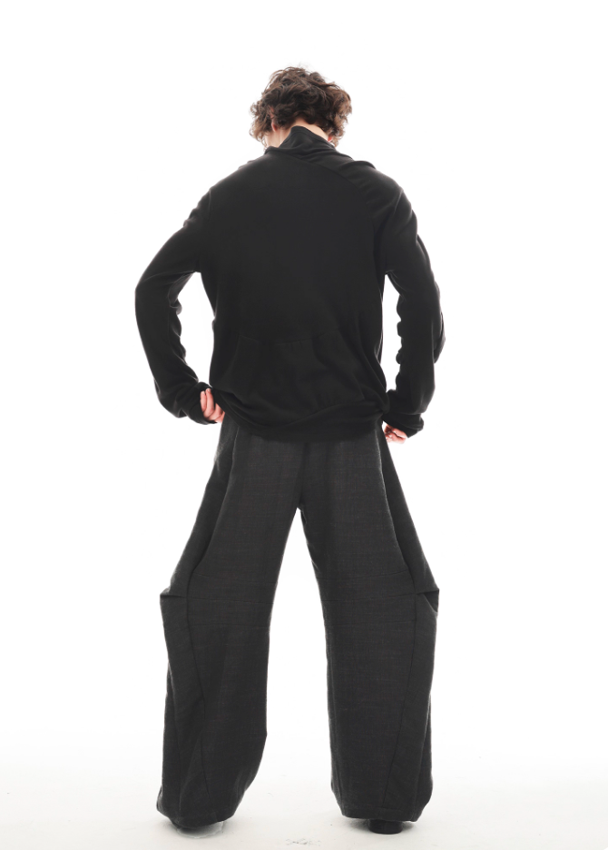 Vanguardia Triple Waistline Paneling Sagging Cotton Sweatpants