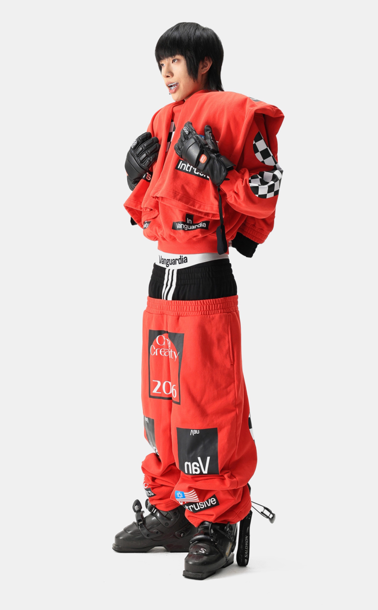 Vanguardia Triple Waistline Paneling Sagging Cotton Sweatpants
