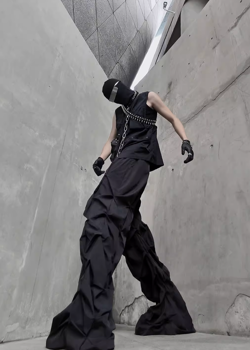 Vanguardia Triple Waistline Paneling Sagging Cotton Sweatpants