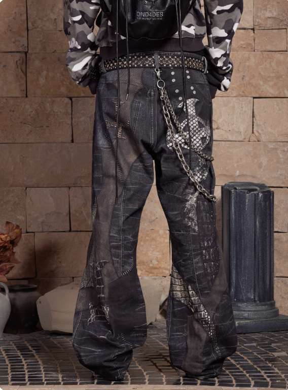 Vanguardia Triple Waistline Paneling Sagging Cotton Sweatpants