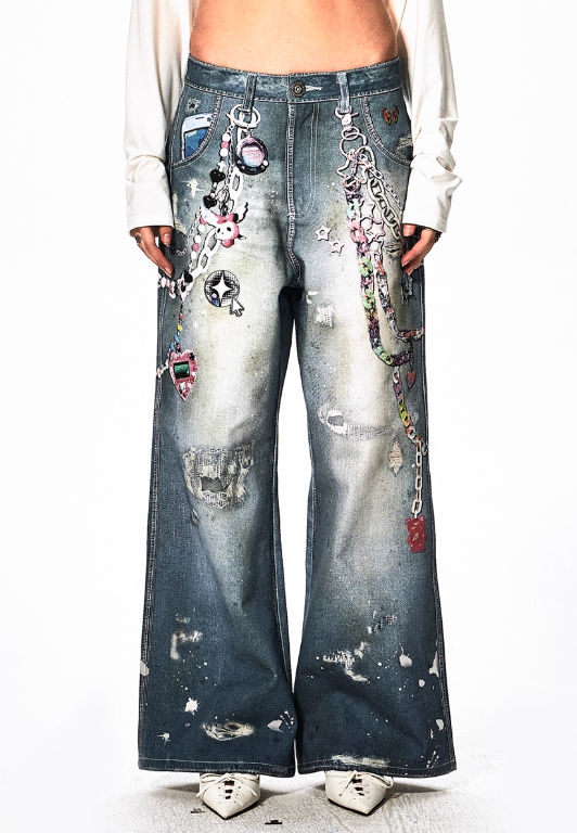 Vanguardia Triple Waistline Paneling Sagging Cotton Sweatpants