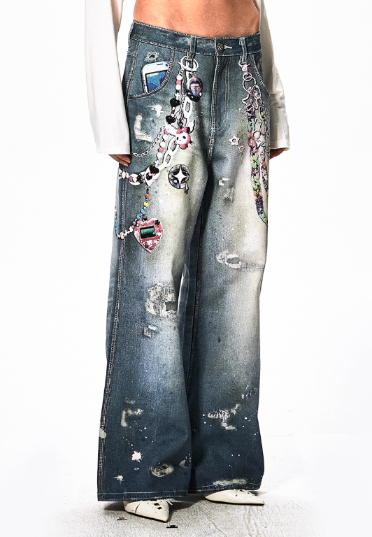 Vanguardia Triple Waistline Paneling Sagging Cotton Sweatpants