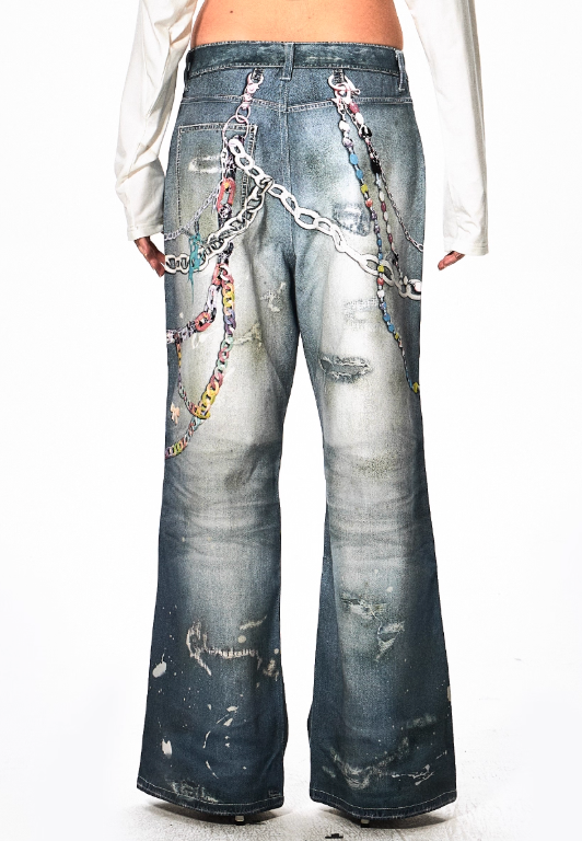 Vanguardia Triple Waistline Paneling Sagging Cotton Sweatpants