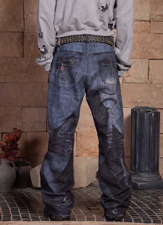 Vanguardia Triple Waistline Paneling Sagging Cotton Sweatpants