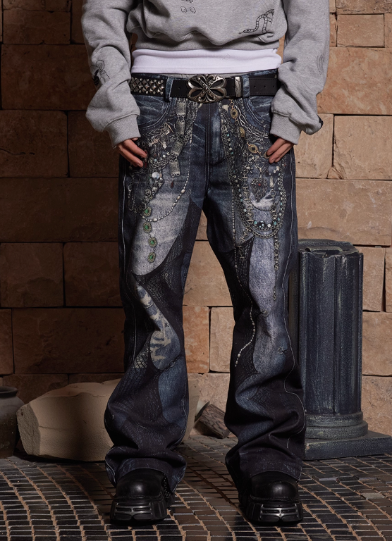 Vanguardia Triple Waistline Paneling Sagging Cotton Sweatpants