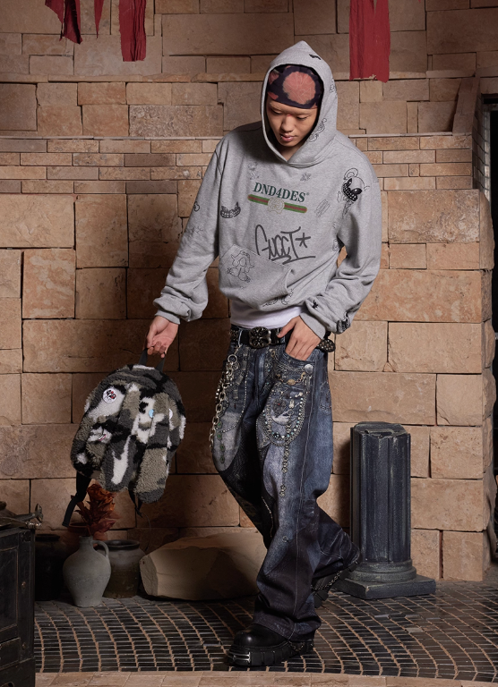 Vanguardia Triple Waistline Paneling Sagging Cotton Sweatpants