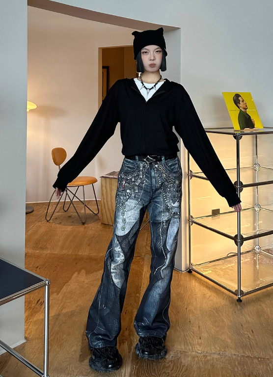 Vanguardia Triple Waistline Paneling Sagging Cotton Sweatpants