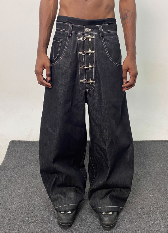 DND4DES raw denim baggy silhouette jeans