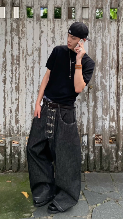Vanguardia Triple Waistline Paneling Sagging Cotton Sweatpants