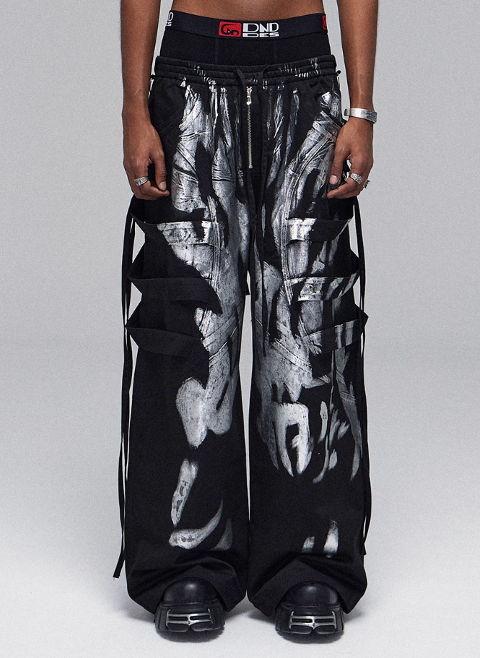 Vanguardia Triple Waistline Paneling Sagging Cotton Sweatpants