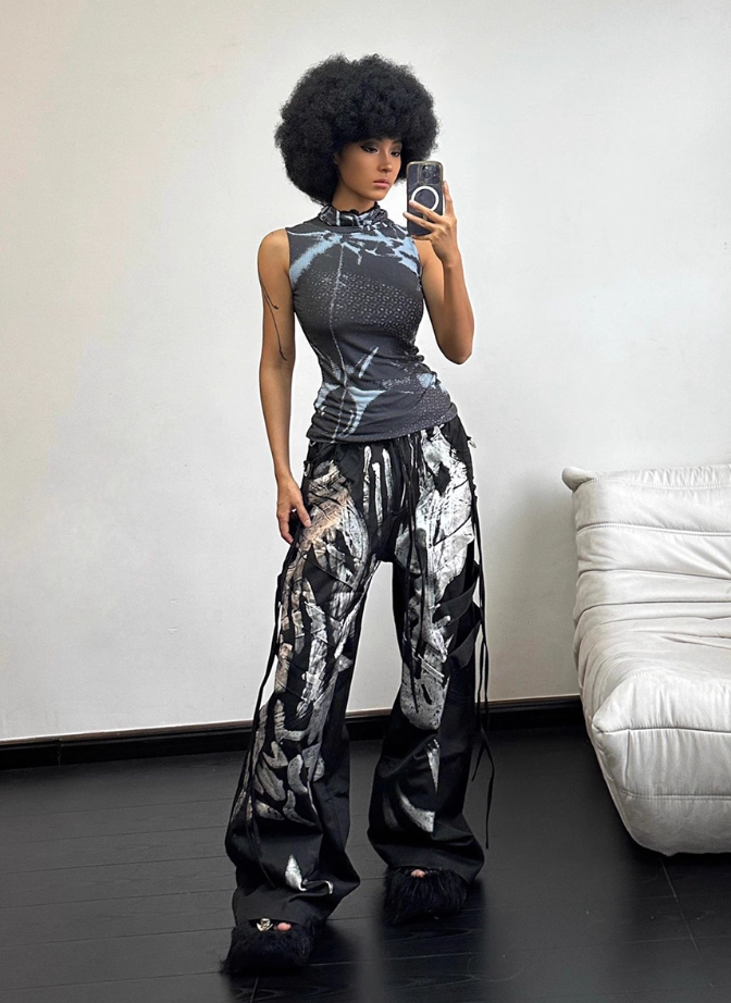 Vanguardia Triple Waistline Paneling Sagging Cotton Sweatpants