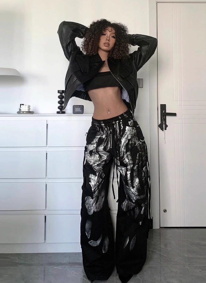 Vanguardia Triple Waistline Paneling Sagging Cotton Sweatpants