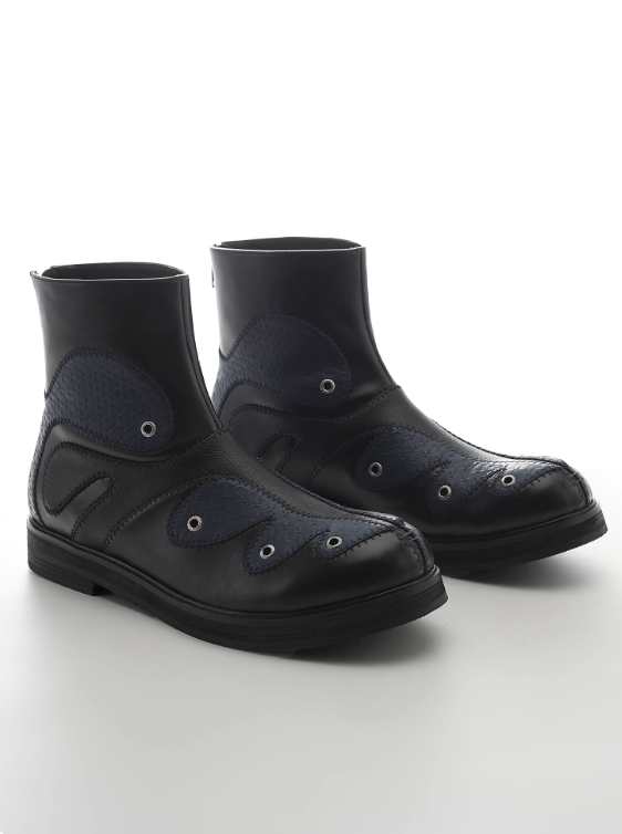 54A0×musaafeer Flowwing Patchwork Round Toe Boots