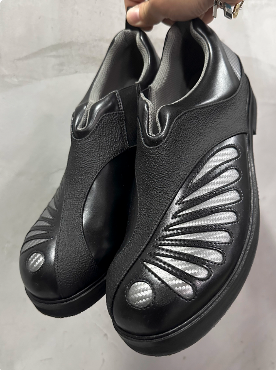 54A0×musaafeer Multi-Panel Patchwork Leather Shoes