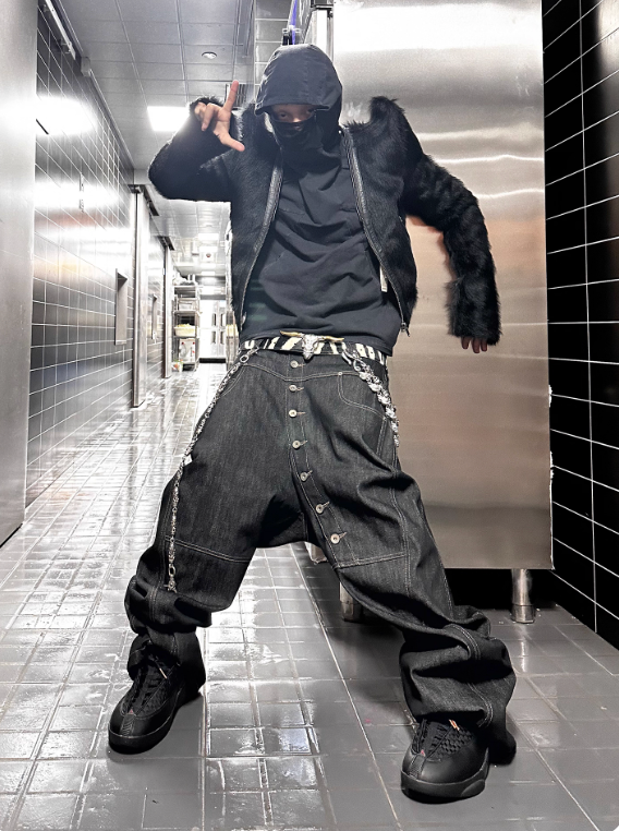 Vanguardia Triple Waistline Paneling Sagging Cotton Sweatpants