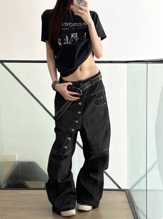 Vanguardia Triple Waistline Paneling Sagging Cotton Sweatpants