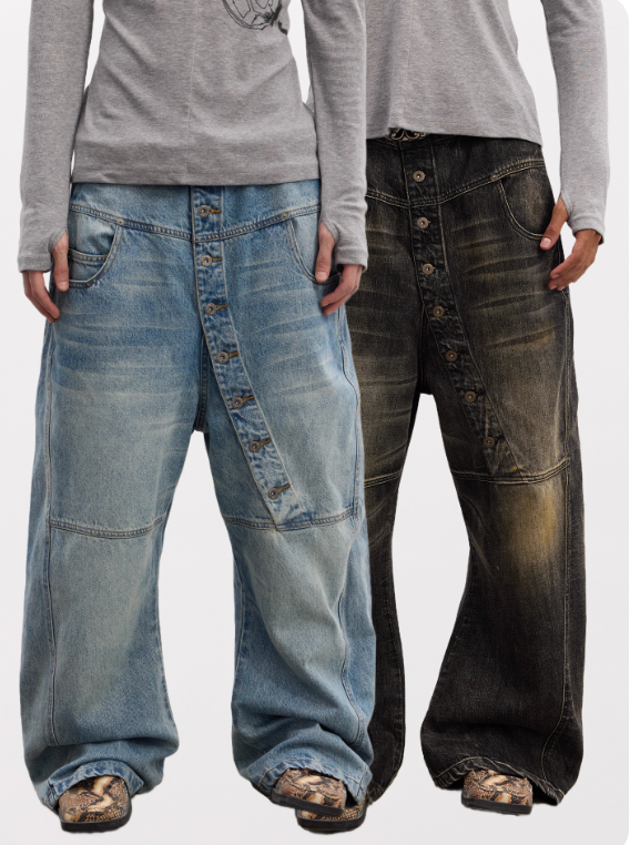 Vanguardia Triple Waistline Paneling Sagging Cotton Sweatpants