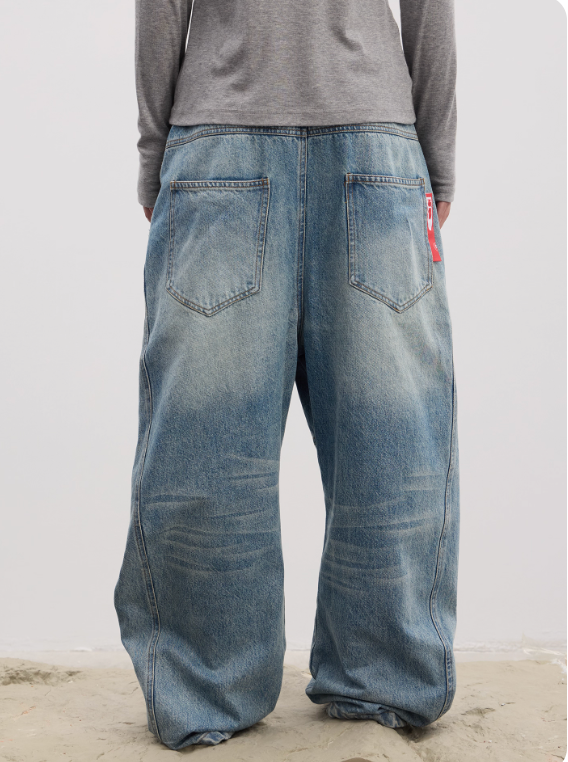 Vanguardia Triple Waistline Paneling Sagging Cotton Sweatpants