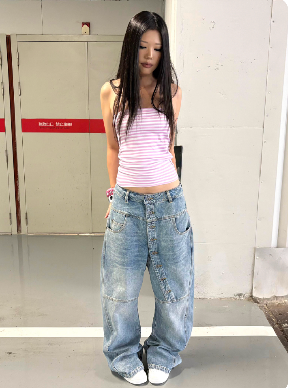 Vanguardia Triple Waistline Paneling Sagging Cotton Sweatpants