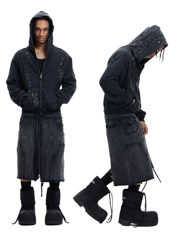 Vanguardia Triple Waistline Paneling Sagging Cotton Sweatpants
