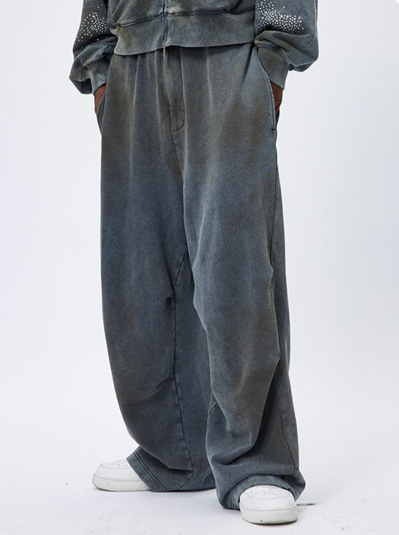 Vanguardia Triple Waistline Paneling Sagging Cotton Sweatpants