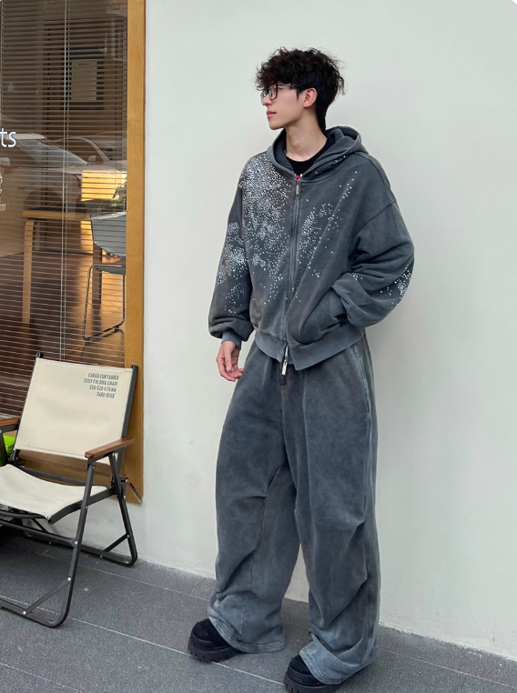 Vanguardia Triple Waistline Paneling Sagging Cotton Sweatpants