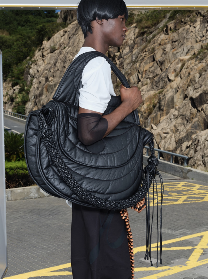 NUTEMPEROR Quip Project 008 detachable hand-woven shoulder crossbody black bag
