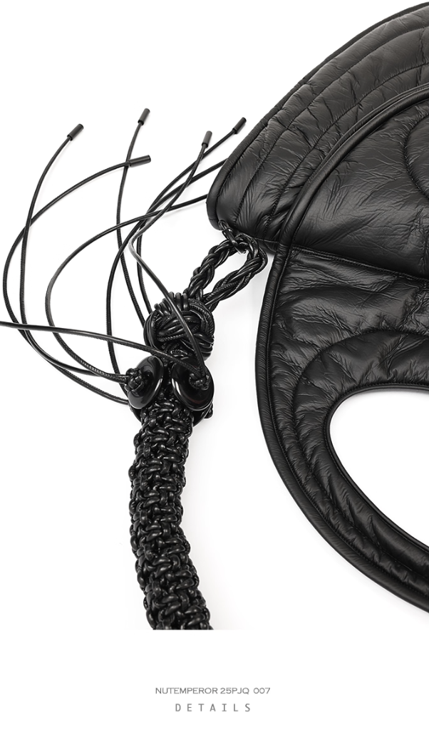 NUTEMPEROR Quip Project 008 detachable hand-woven shoulder crossbody black bag