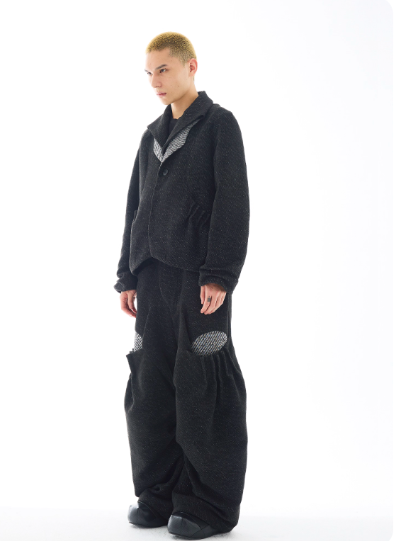 Vanguardia Triple Waistline Paneling Sagging Cotton Sweatpants