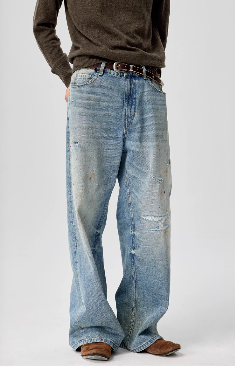 Vanguardia Triple Waistline Paneling Sagging Cotton Sweatpants