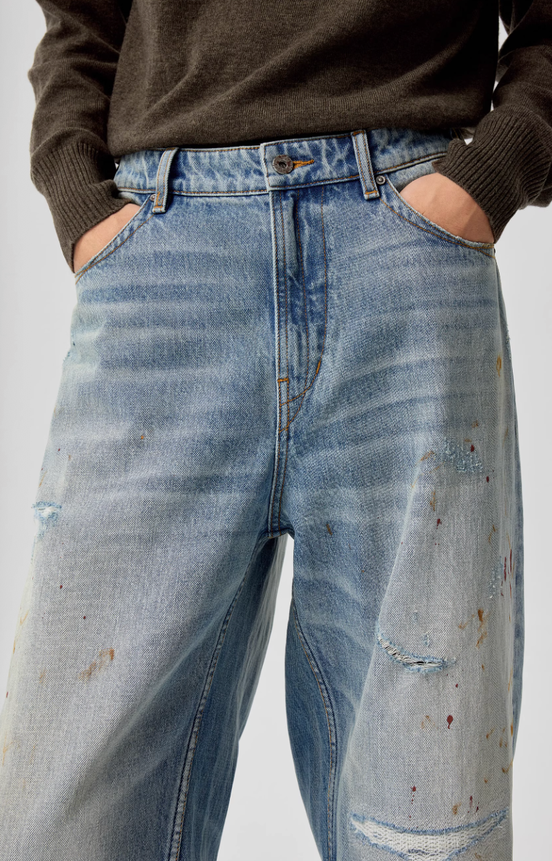 Vanguardia Triple Waistline Paneling Sagging Cotton Sweatpants